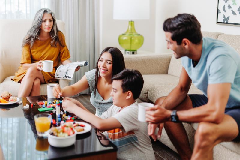 family gathering around the table