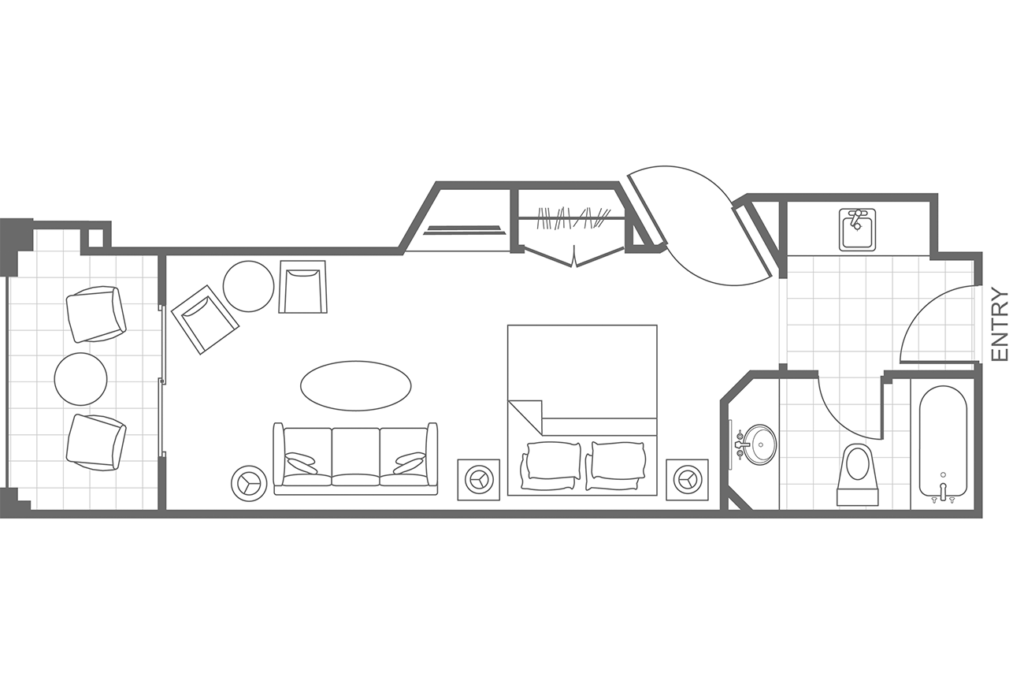 Guestroom Floor plan for Marriott's Grande Vista