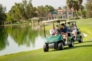 Guests on golf cart